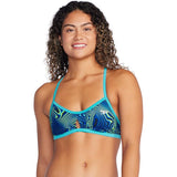Speedo Women's Printed Tie Back Keyhole Bikini Swim Top Small True Cobalt NWOT