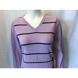 Sunice Women's V-Neck Long Sleeve Striped Wool Sweater Size Small -New