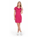 Dynamite Women's Cowl Red Short Sleeve Front Pleated Fitted Dress Size XS