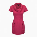 Dynamite Women's Cowl Red Short Sleeve Front Pleated Fitted Dress Size XS