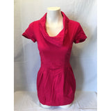 Dynamite Women's Cowl Red Short Sleeve Front Pleated Fitted Dress Size XS