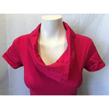 Dynamite Women's Cowl Red Short Sleeve Front Pleated Fitted Dress Size XS