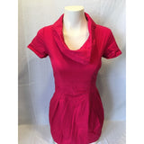 Dynamite Women's Cowl Red Short Sleeve Front Pleated Fitted Dress Size XS