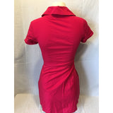 Dynamite Women's Cowl Red Short Sleeve Front Pleated Fitted Dress Size XS