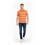 Banana Republic Orange Striped Short Sleeve Men's Cotton Polo Sweater Size Large
