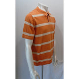 Banana Republic Orange Striped Short Sleeve Men's Cotton Polo Sweater Size Large