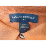 Banana Republic Orange Striped Short Sleeve Men's Cotton Polo Sweater Size Large