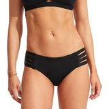 SEAFOLLY MULTI STRAP BIKINI BOTTOM Women's size 12 Black NWT