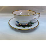 Royal Grafton Teacup Saucer Set Fine Bone China England Fruit Pattern pale pink
