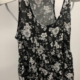 Bluenotes Women's Tank Dress Size XS Black White Floral Rayon Crochet Hem Dress