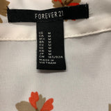 Forever 21 Women's Blouse Medium White Floral tie neck Polyester