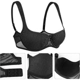 Lemorosy Balconette Bra Push Up Lightly Padded Wide Straps Underwire Black 32C