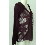 Sandra Vandette Women's L long sleeve v-neck burgundy lace floral