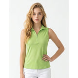 IZOD Golf Women's Sleeve 1/2 Zip Polo Shirt Size Small Green Polyester