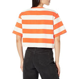 The Drop Women's Sydney Short-Sleeve Cropped Crewneck T-Shirt Large Orange White