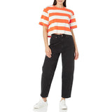 The Drop Women's Sydney Short-Sleeve Cropped Crewneck T-Shirt Large Orange White
