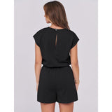 RANPHEE Womens Summer Rompers with Pockets Tie Back Black Medium NWT