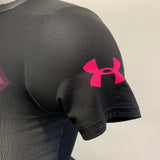 Under Armour Superman Top Girls YSM Black Short Sleeve Fitted Heat Gear
