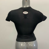 Under Armour Superman Top Girls YSM Black Short Sleeve Fitted Heat Gear