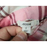Ardene Women's Small Long Sleeve Pink White Plaid Button Up Polyester Shirt