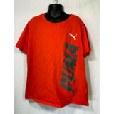 PUMA Size Large Red Cat Logo Spell Out Crew Neck Short Sleeve T Shirt
