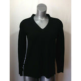 Tommy Hilfiger Women's Small Black w/ Print Back Long Sleeve V Neck Sweater