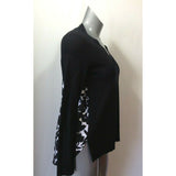 Tommy Hilfiger Women's Small Black w/ Print Back Long Sleeve V Neck Sweater