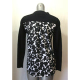Tommy Hilfiger Women's Small Black w/ Print Back Long Sleeve V Neck Sweater