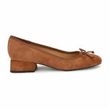 NINE WEST SARUH SQUARE TOE SLIP-ON PUMPS Cognac Suede 6M NEW