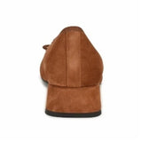 NINE WEST SARUH SQUARE TOE SLIP-ON PUMPS Cognac Suede 6M NEW