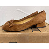 NINE WEST SARUH SQUARE TOE SLIP-ON PUMPS Cognac Suede 6M NEW
