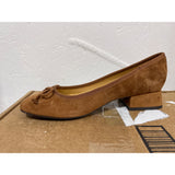 NINE WEST SARUH SQUARE TOE SLIP-ON PUMPS Cognac Suede 6M NEW
