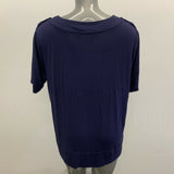 Women's Size 3XL Dark Blue Top Viscose/Spandex Short Sleeve Scoop Neck Blouse