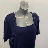 Women's Size 3XL Dark Blue Top Viscose/Spandex Short Sleeve Scoop Neck Blouse