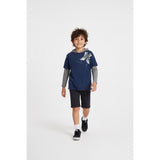 Hurley Kid's Blue Coloured Long Sleeve Shirt with Hurley Logo and Grey Sleeves with Hood Size 6M (5-6 Years) Cotton