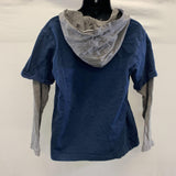 Hurley Kid's Blue Coloured Long Sleeve Shirt with Hurley Logo and Grey Sleeves with Hood Size 6M (5-6 Years) Cotton