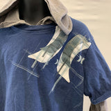 Hurley Kid's Blue Coloured Long Sleeve Shirt with Hurley Logo and Grey Sleeves with Hood Size 6M (5-6 Years) Cotton
