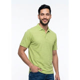 PING Men's Medium Dodge Green Striped Textured Short Sleeve Pique Polo Shirt