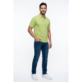 PING Men's Medium Dodge Green Striped Textured Short Sleeve Pique Polo Shirt