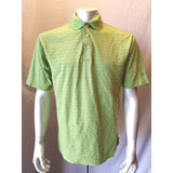 PING Men's Medium Dodge Green Striped Textured Short Sleeve Pique Polo Shirt