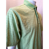 PING Men's Medium Dodge Green Striped Textured Short Sleeve Pique Polo Shirt