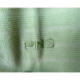 PING Men's Medium Dodge Green Striped Textured Short Sleeve Pique Polo Shirt