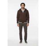 Bench Men's Full Zip Hooded Sweater Jacket Size Large Cotton Brown Long Sleeve