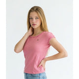 Ralph Lauren T shirt Girls Youth Short Sleeve Pink Ruffle Crew Neck