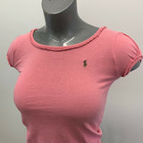 Ralph Lauren T shirt Girls Youth Short Sleeve Pink Ruffle Crew Neck