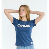 Hudson's Bay Company Women's Blue Official Olympics Canada T-Shirt Size Medium Cotton