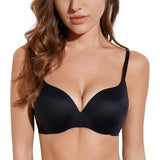 Deyllo W108-Y Push Up Bra Smoothing T-Shirt Padded Underwire Black 34C NWT