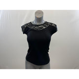 Buffalo David Bitton Women's Black Lace Top T-Shirt Size Small Cotton