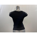 Buffalo David Bitton Women's Black Lace Top T-Shirt Size Small Cotton