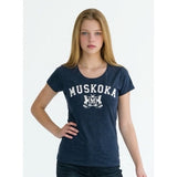 Campus Crew Women's Dark Blue University Outfitters Muskoka Short Sleeve T-Shirt Size Medium Cotton Blend